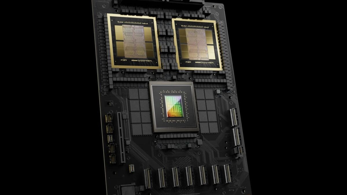 NVIDIA Grace Blackwell compute board coordinating component flows across GPUs, CPUs, and HBM memory packages forms the foundation of NVIDIA's cuOpt and Palantir Foundry supply chain allocation system.